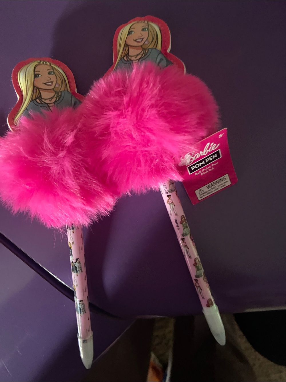 Barbie Hot Pink Fluffy Pom-Pen Duo
